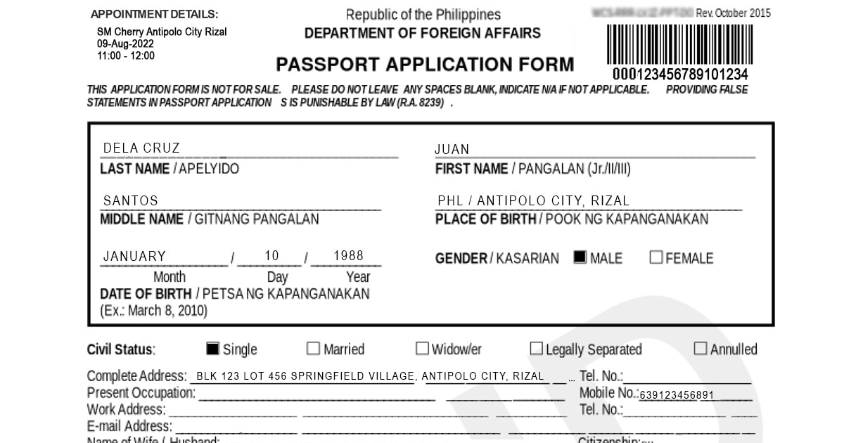 Passport application requirements
